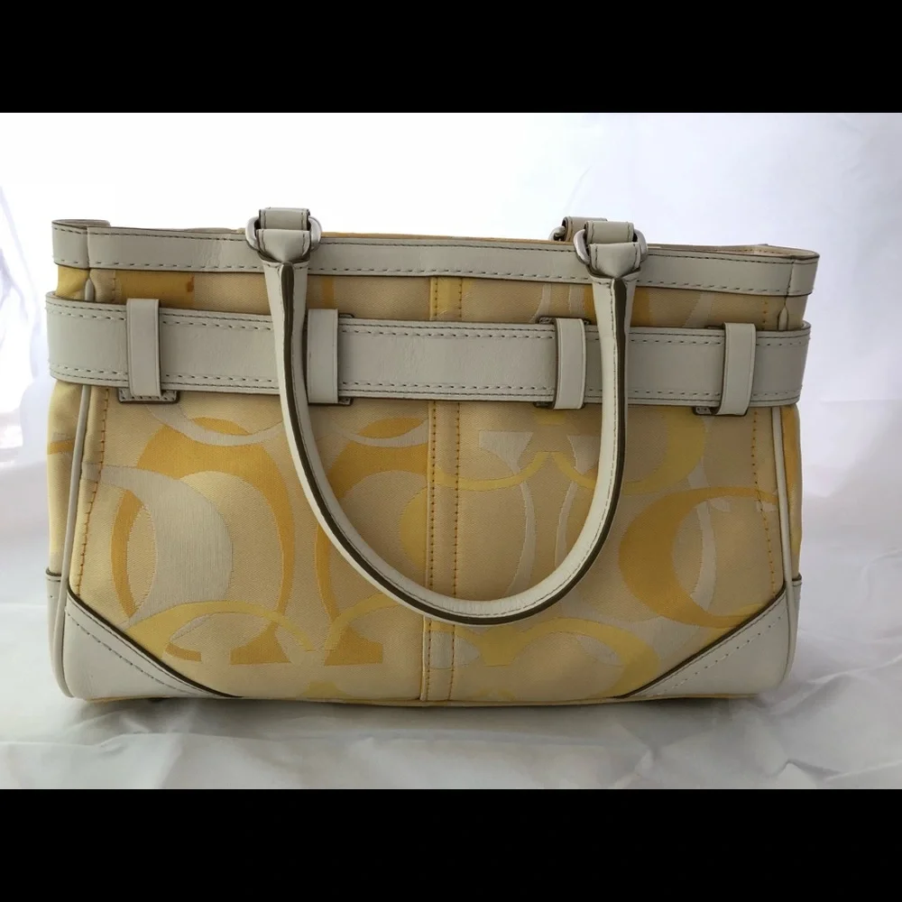 Coach Signature Stripe Satchel Handbag